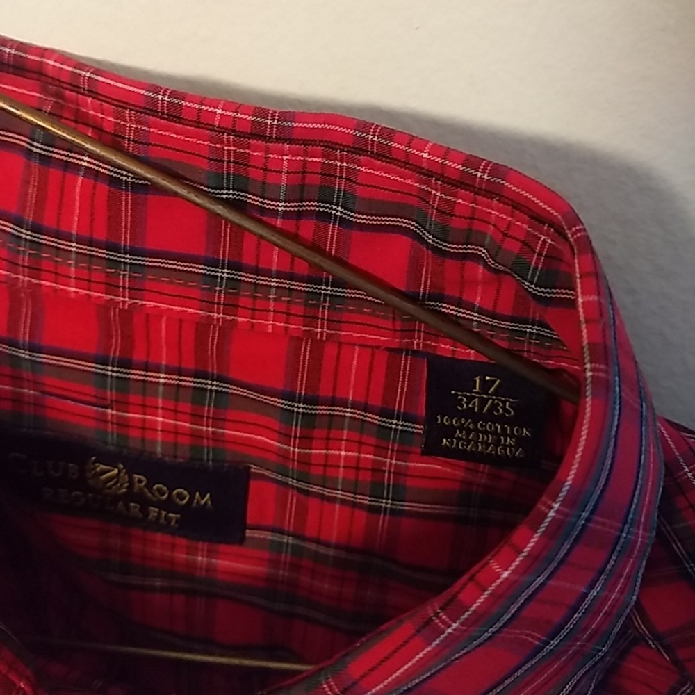 Red plaid button down - Picture 3 of 4